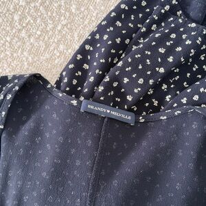 Brandy Melville Dark Blue Dress with White Floral Print